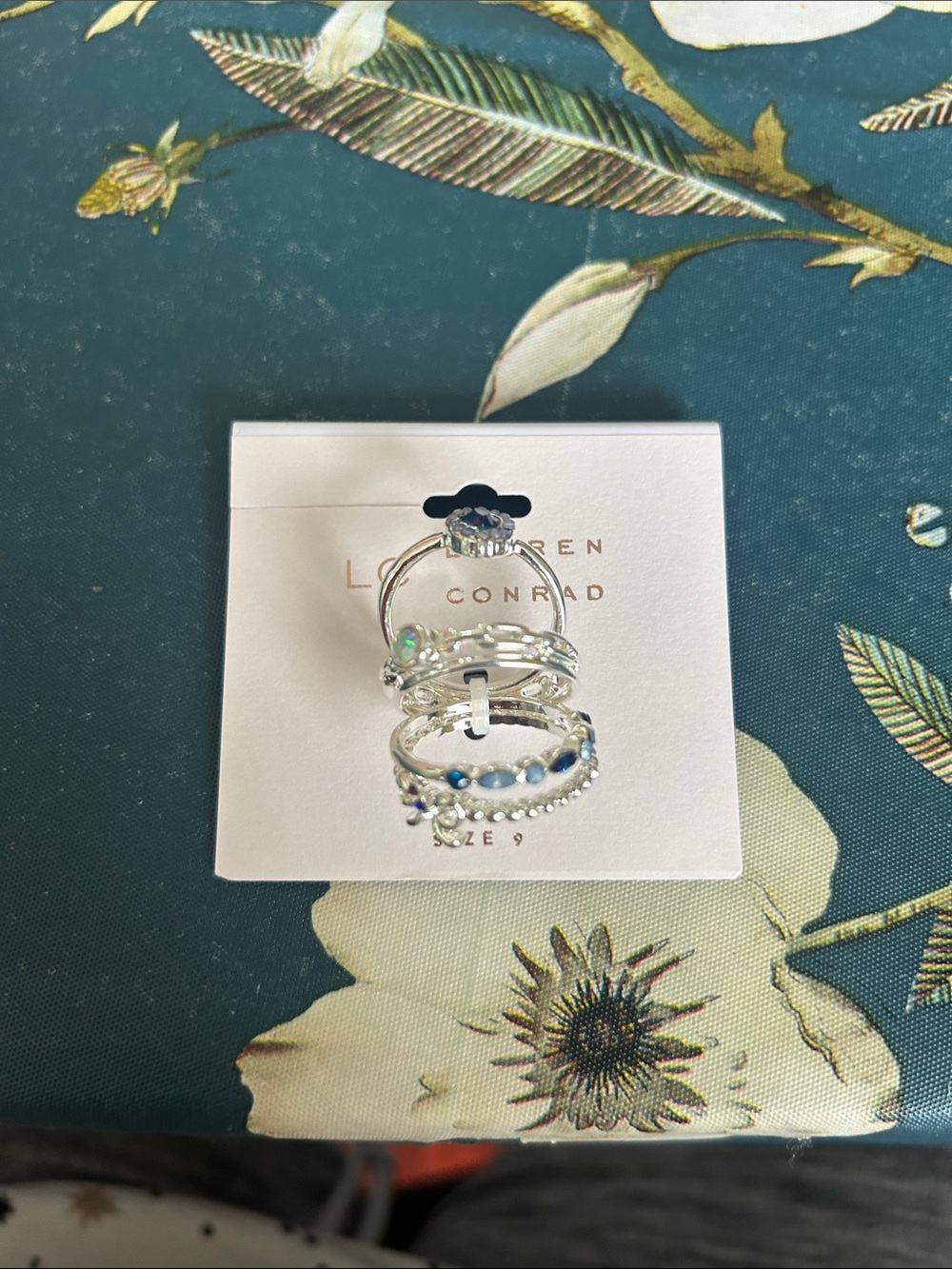 LC Lauren Conrad Silver Rings with Blue Accents